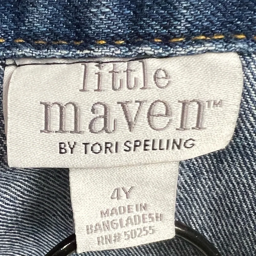 Little Maven by Tori Spelling Mandarin Collar Denim Blue Jean Jacket - Size 4Y